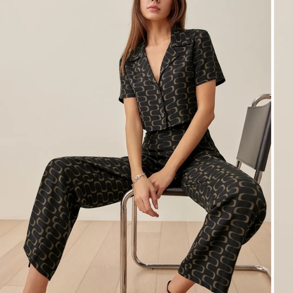 Reformation Noah Two Piece Black - Size 8 - Picture 2 of 2